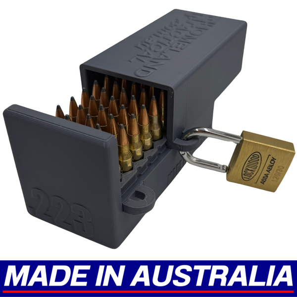 .223 Lockable Ammo Box Ammunition Dispenser Lock Case 50 Round Rifle Storage