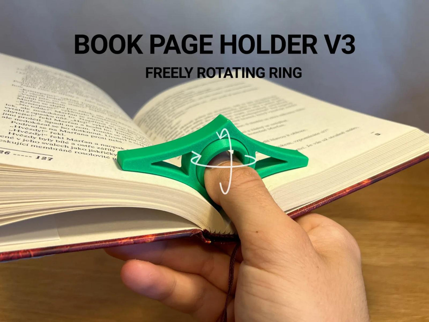 Book Holder Thumb Ring Rotating Ergonomic Support Reading Tool Bookmark Page
