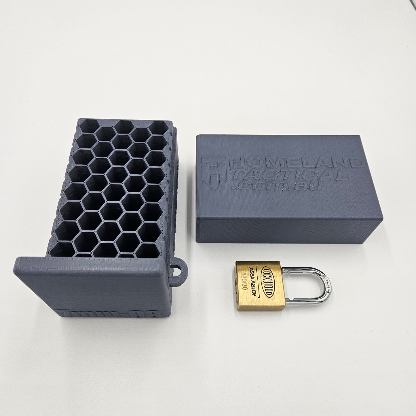7mm-08 Remington Lockable Ammo Box Ammunition Dispenser Lock Case 40 Round Storage