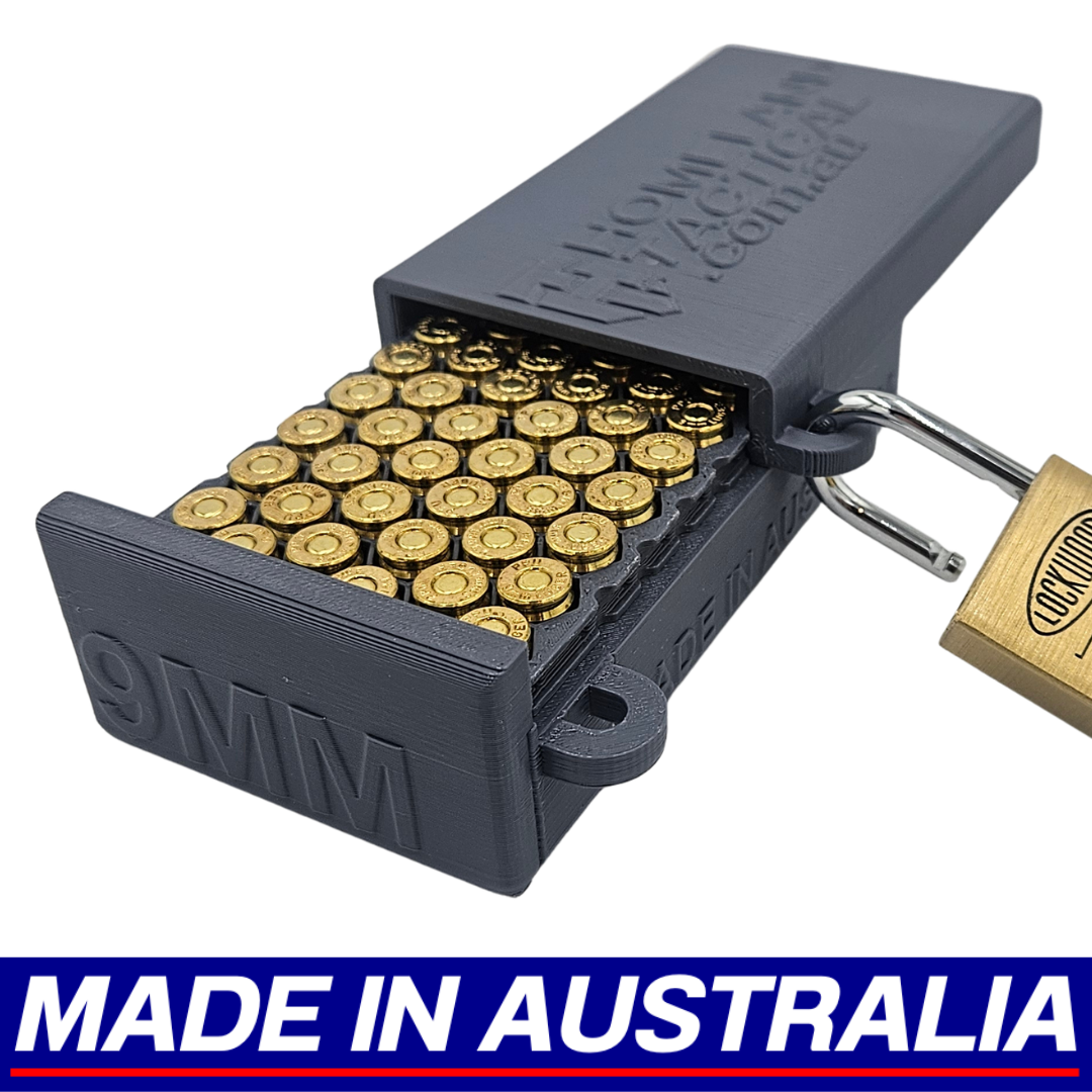 9mm Lockable Ammo Box Ammunition Dispenser Case Lock 60 Round Pistol Storage