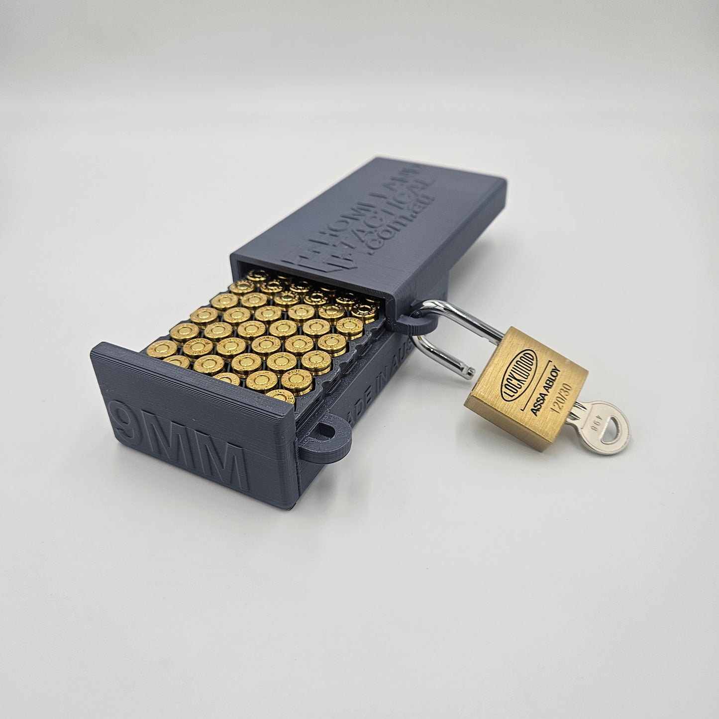9mm Lockable Ammo Box Ammunition Dispenser Case Lock 60 Round Pistol Storage