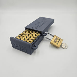 9mm Lockable Ammo Box Ammunition Dispenser Case Lock 60 Round Pistol Storage