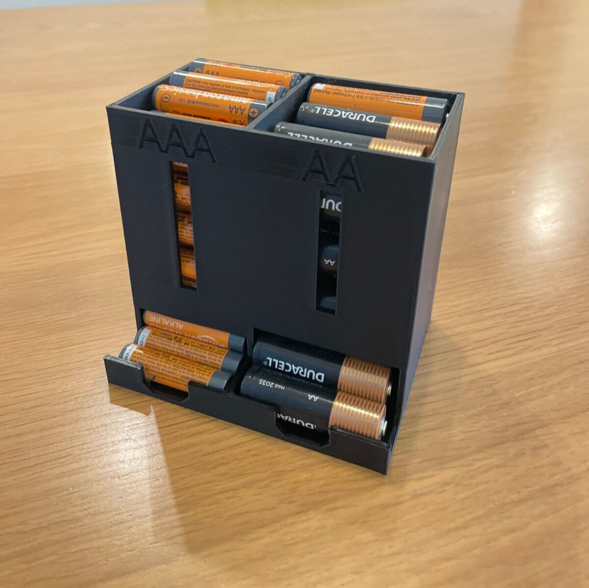 Dual Battery Dispenser AAA and AA Desktop Holder Organiser Storage Box