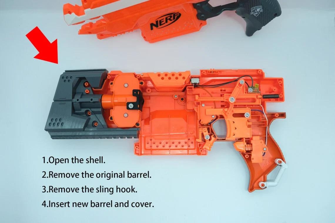 Nerf Stryfe Blaster Piranha Modified Kit Parts Only Semi-Auto Gun - Made in Aust