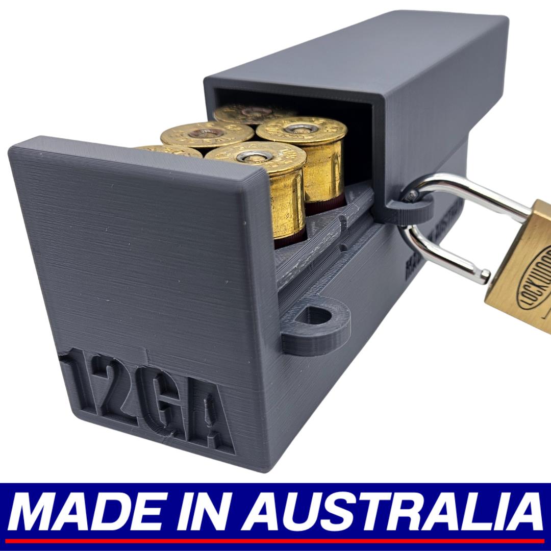 12GA Gauge Lockable Ammo Box Ammunition Dispenser Lock Case 12 Round Shotgun