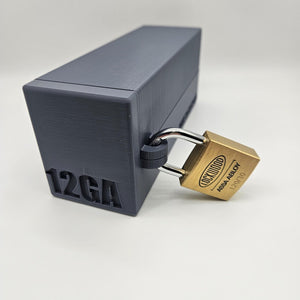 12GA Gauge Lockable Ammo Box Ammunition Dispenser Lock Case 12 Round Shotgun
