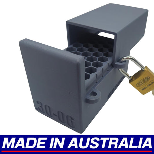 .30-06 Lockable Ammo Box Ammunition Dispenser Lock Case 40 Round Rifle Storage