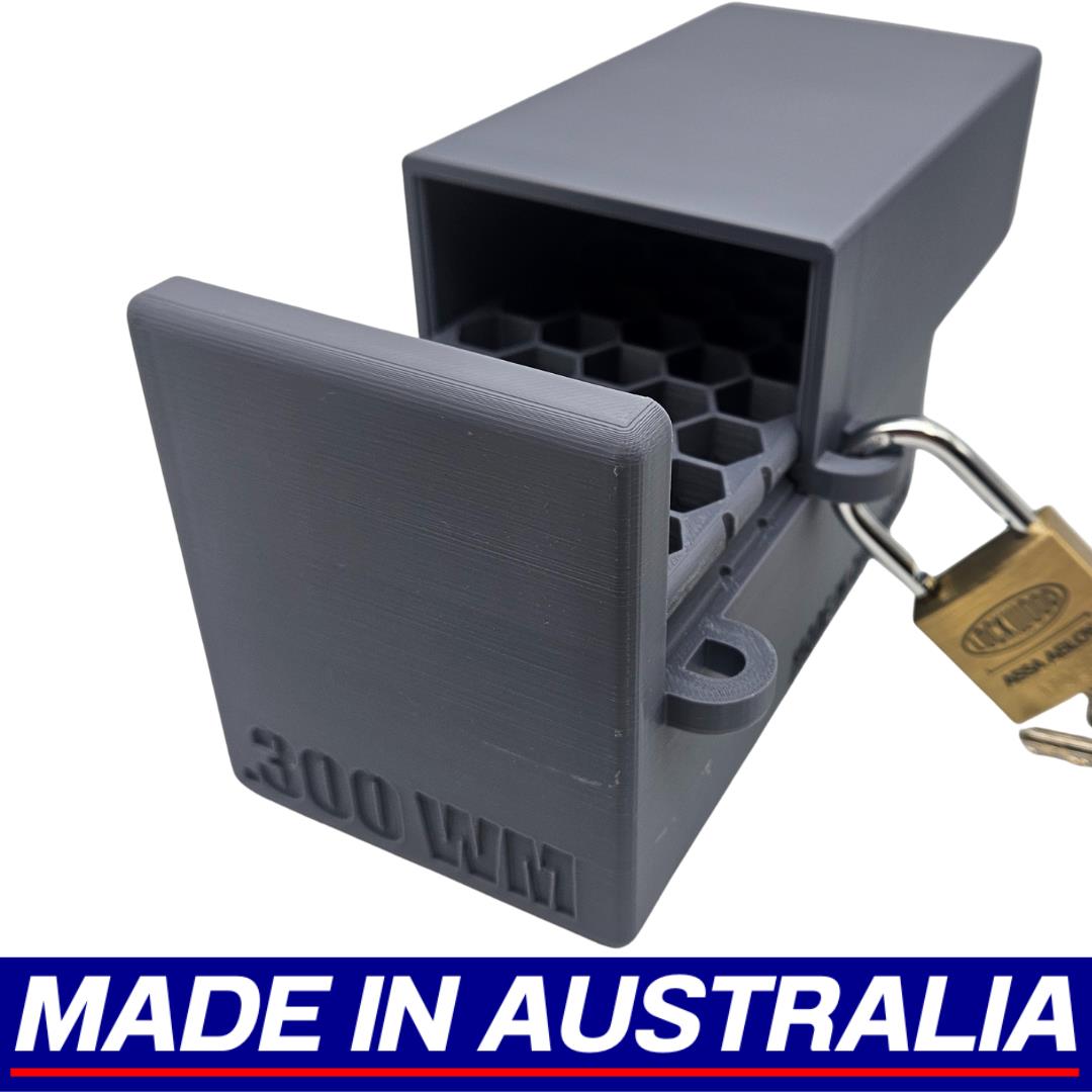 .300 WM Winchester Magnum Lockable Ammo Box Ammunition Dispenser Lock Case 40x
