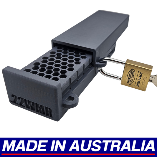 .22WMR Winchester Magnum Lockable Ammo Box Ammunition Dispenser Lock Case 100 Round Rifle