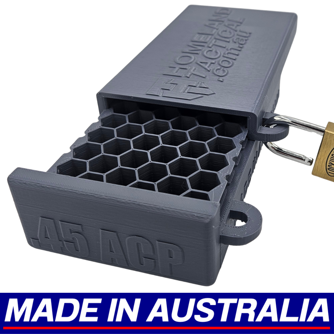 .45 ACP Lockable Ammo Box Ammunition Dispenser Lock Case 50 Round Storage