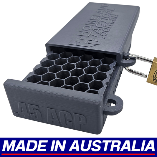 .45 ACP Lockable Ammo Box Ammunition Dispenser Lock Case 50 Round Storage