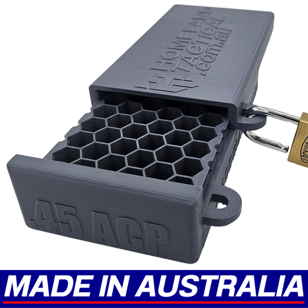 .45 ACP Lockable Ammo Box Ammunition Dispenser Lock Case 50 Round Storage