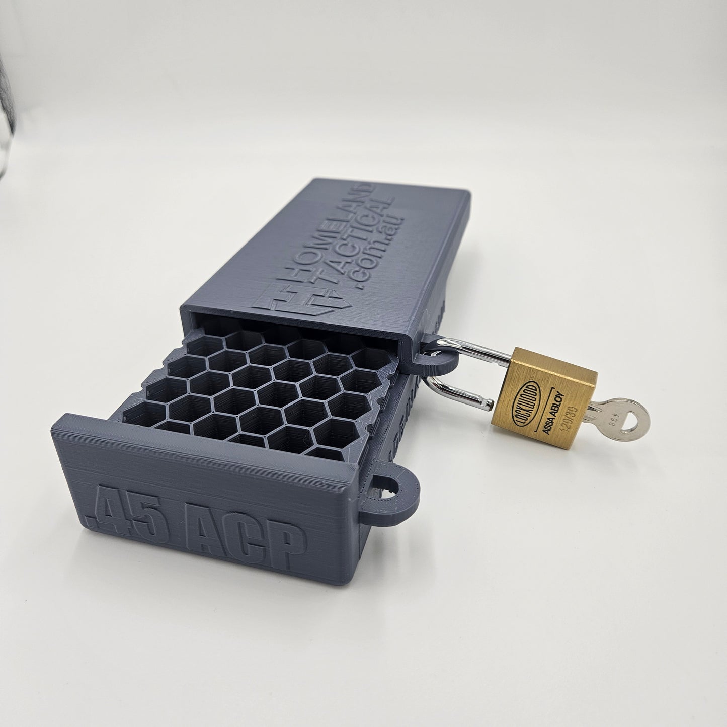 .45 ACP Lockable Ammo Box Ammunition Dispenser Lock Case 50 Round Storage