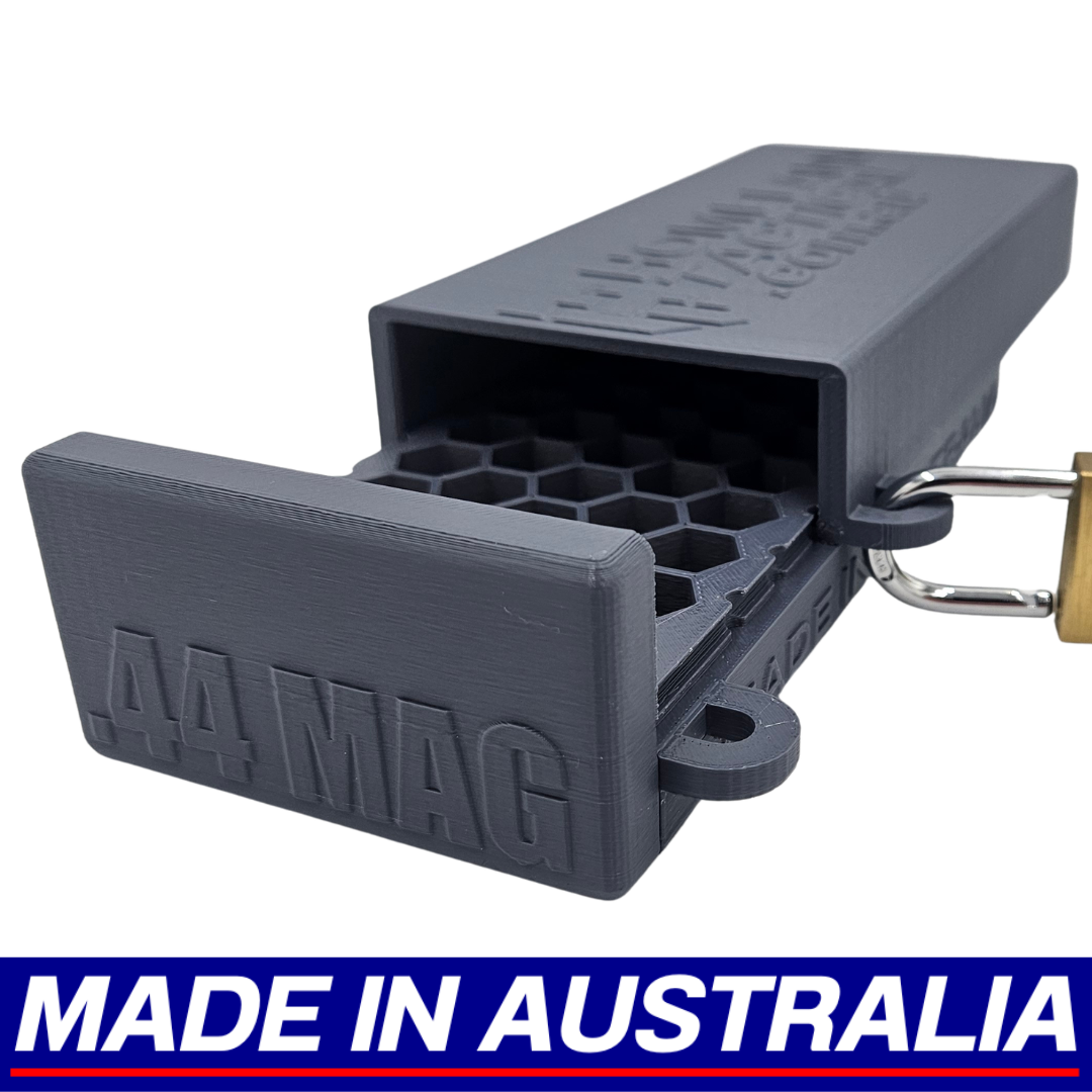 .44 Magnum Lockable Ammo Box Ammunition Dispenser Lock Case 50 Round Storage