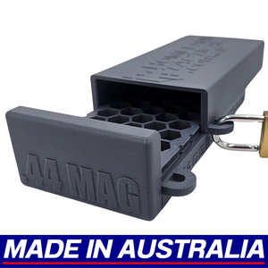 .44 Magnum Lockable Ammo Box Ammunition Dispenser Lock Case 50 Round Storage