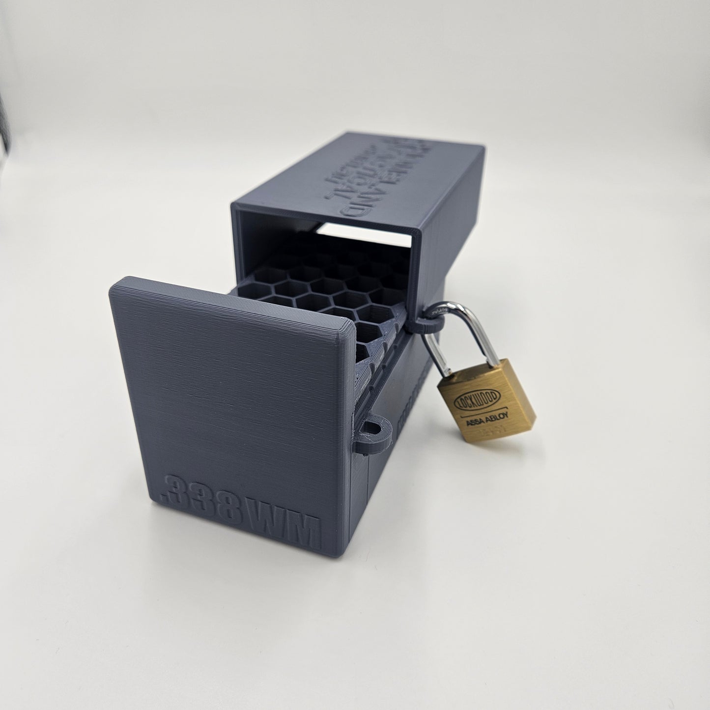 .338 WM Winchester Magnum Lockable Ammo Box Ammunition Dispenser Lock Case 40 Round Storage
