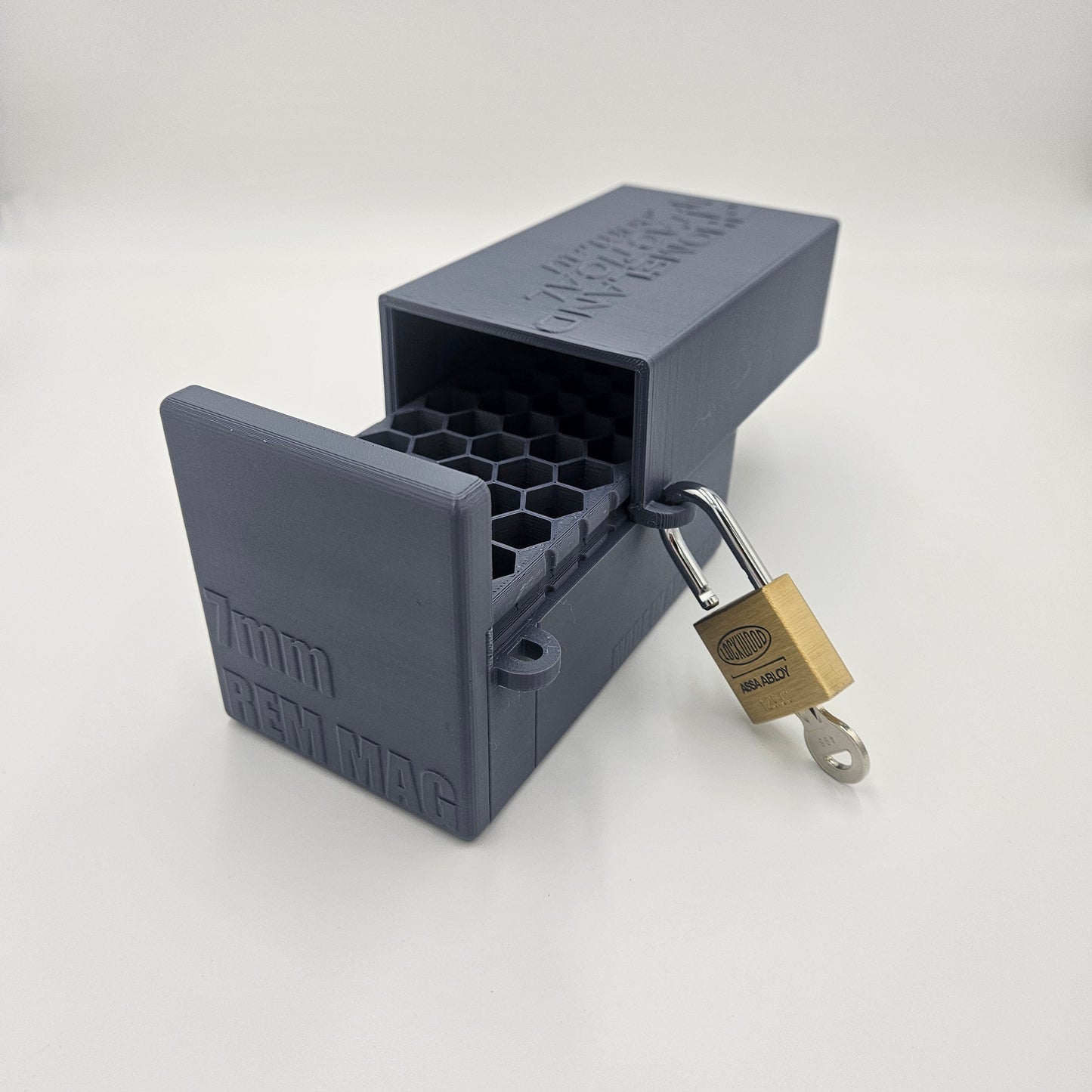 7mm Remington Magnum Lockable Ammo Box Ammunition Dispenser Lock Case 40 Round Storage