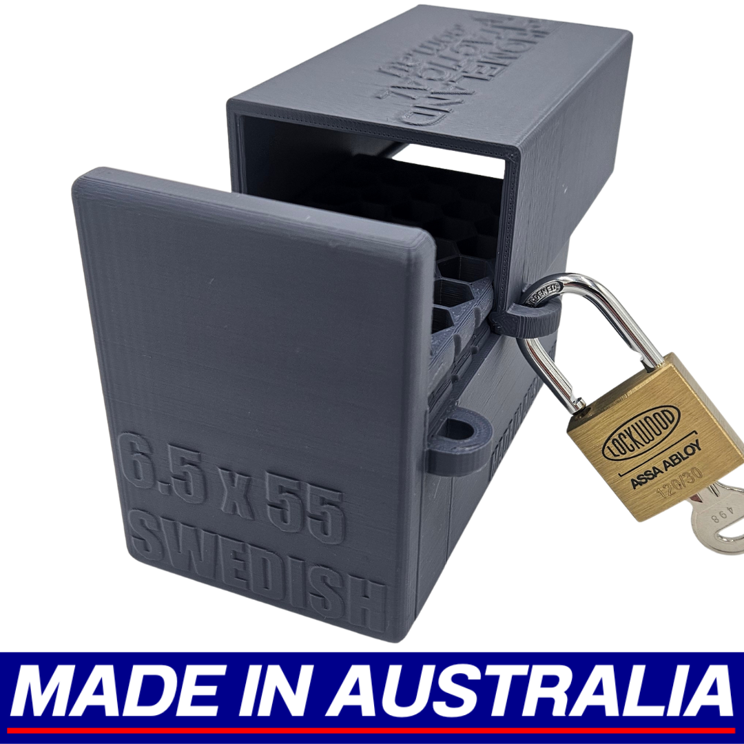 6.5x55 Swedish Lockable Ammo Box Ammunition Dispenser Lock Case 40 Round Storage