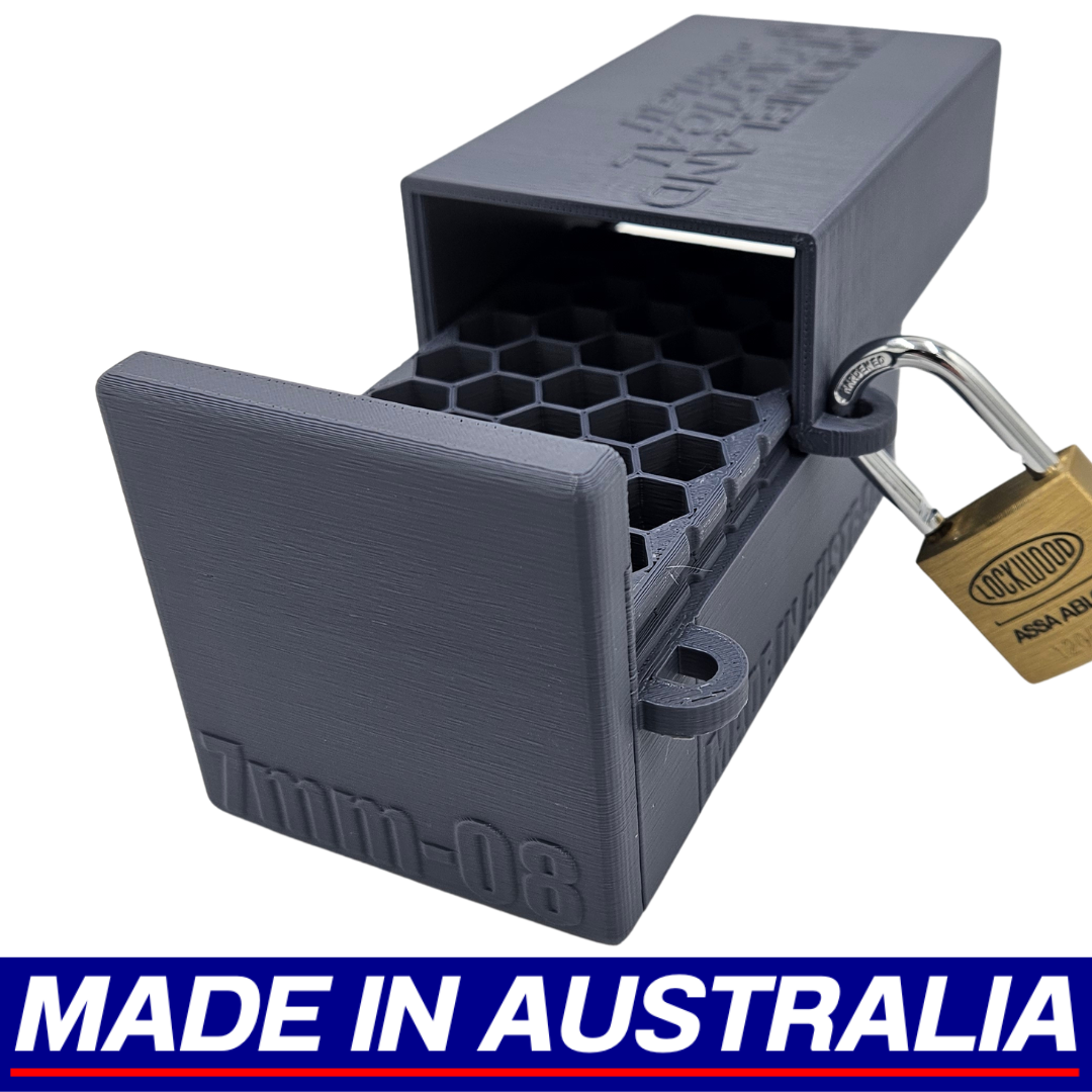 7mm-08 Remington Lockable Ammo Box Ammunition Dispenser Lock Case 40 Round Storage