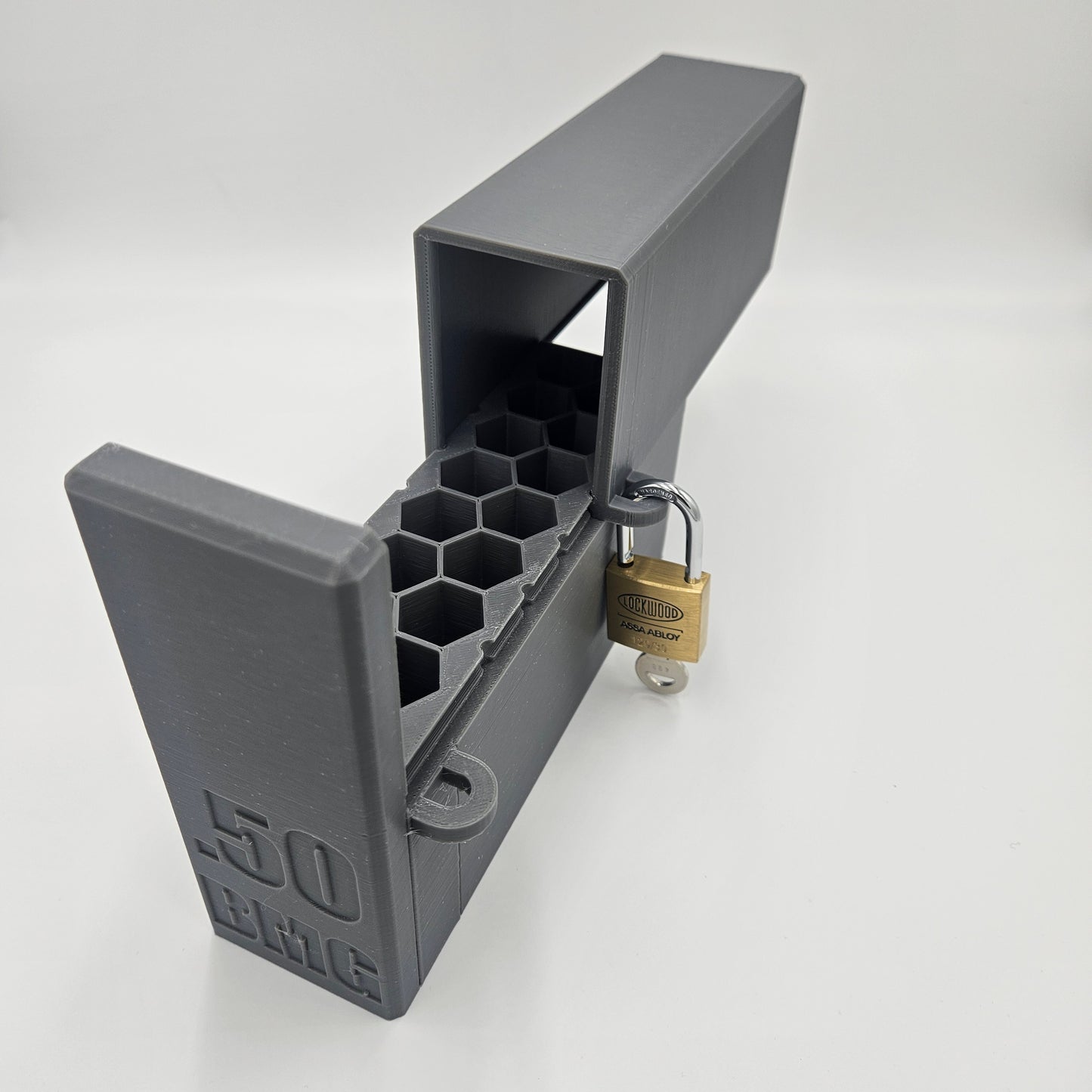.50 BMG Lockable Ammo Box Ammunition Dispenser Lock Case 50 Round Rifle Storage