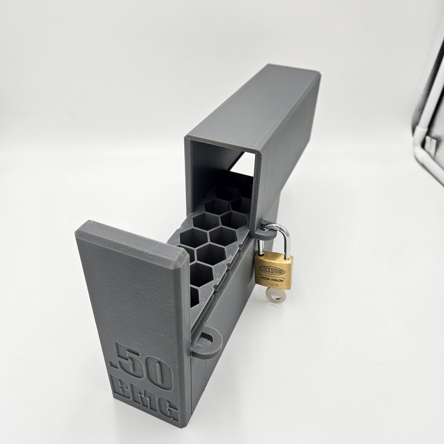 .50 BMG Lockable Ammo Box Ammunition Dispenser Lock Case 50 Round Rifle Storage