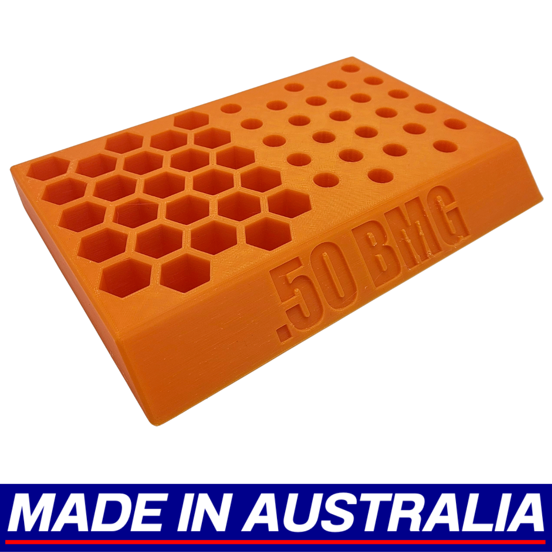.50 BMG Reloading Block Ammo Stand Ammunition Loading Tray - 50 Round Capacity