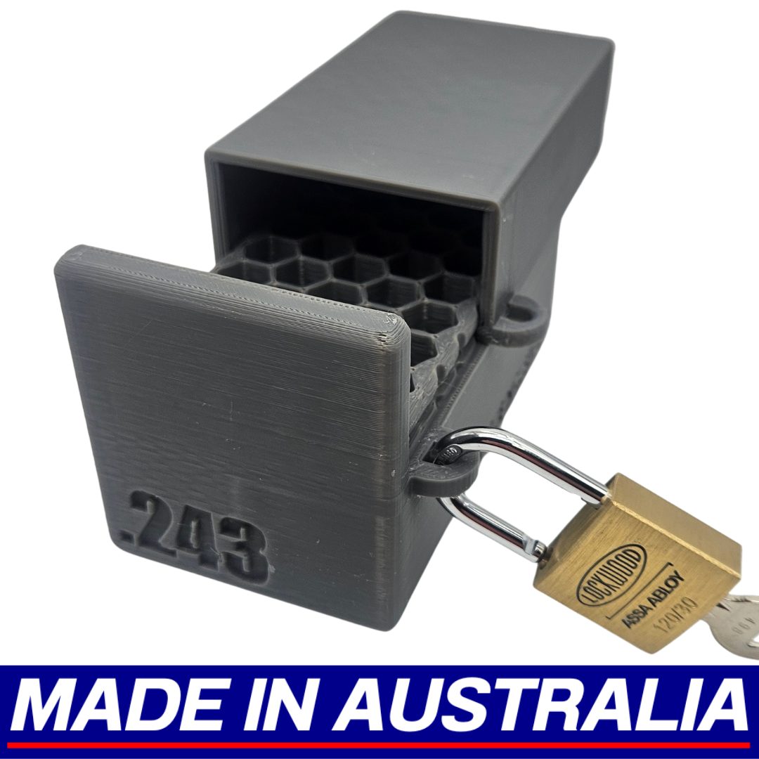 .243 Winchester Lockable Ammo Box Ammunition Dispenser Lock Case 40 Round Rifle Storage