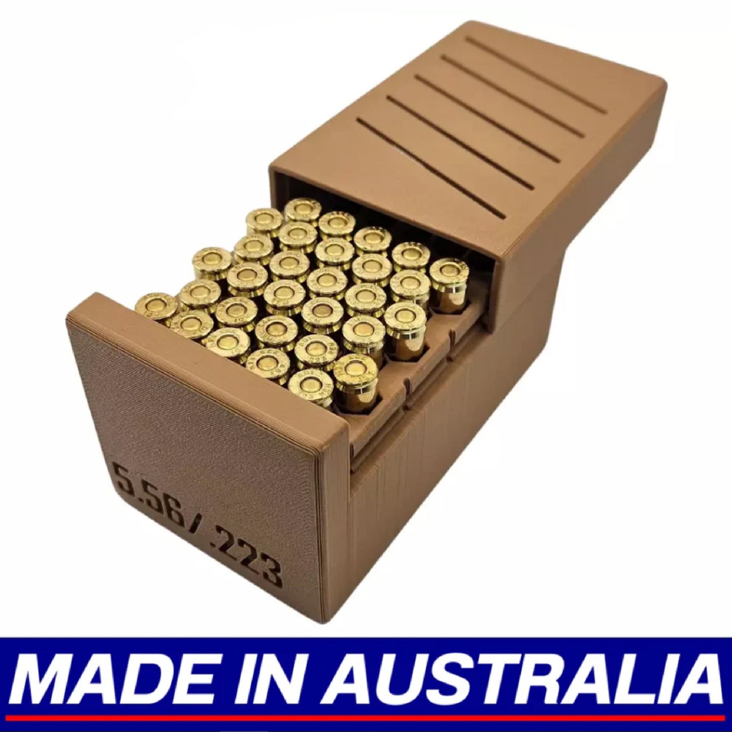 .223 Ammo Box Dispenser Case - 50 Round Rifle Ammunition Storage Loader Range